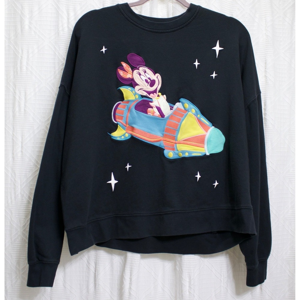 Disneyland Resort Minnie Mouse Spirit Sweatshirt Pullover Astro Orbiter Womens M